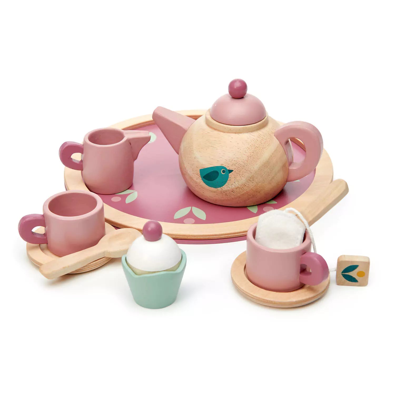 An image of Wooden Tea Set - Kids Pretend Play - Play Kitchen Accessories | Tender Leaf