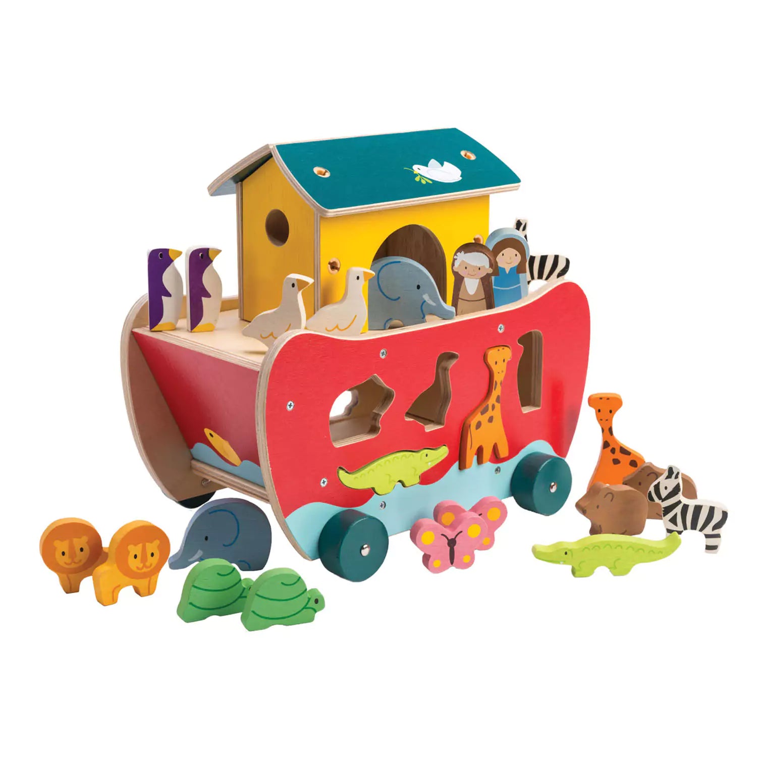 An image of Tender Leaf Noah's Shape Sorter Ark Toy Set - Noah's Ark Toy Set - Kids Toys | T...