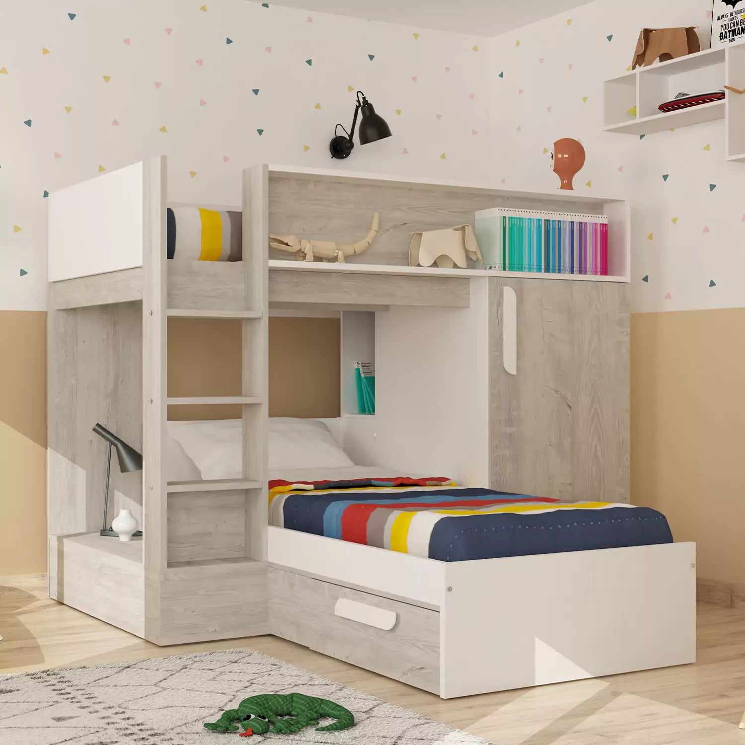 An image of Trasman Cordera Reversible Bunk Bed - White & Oak