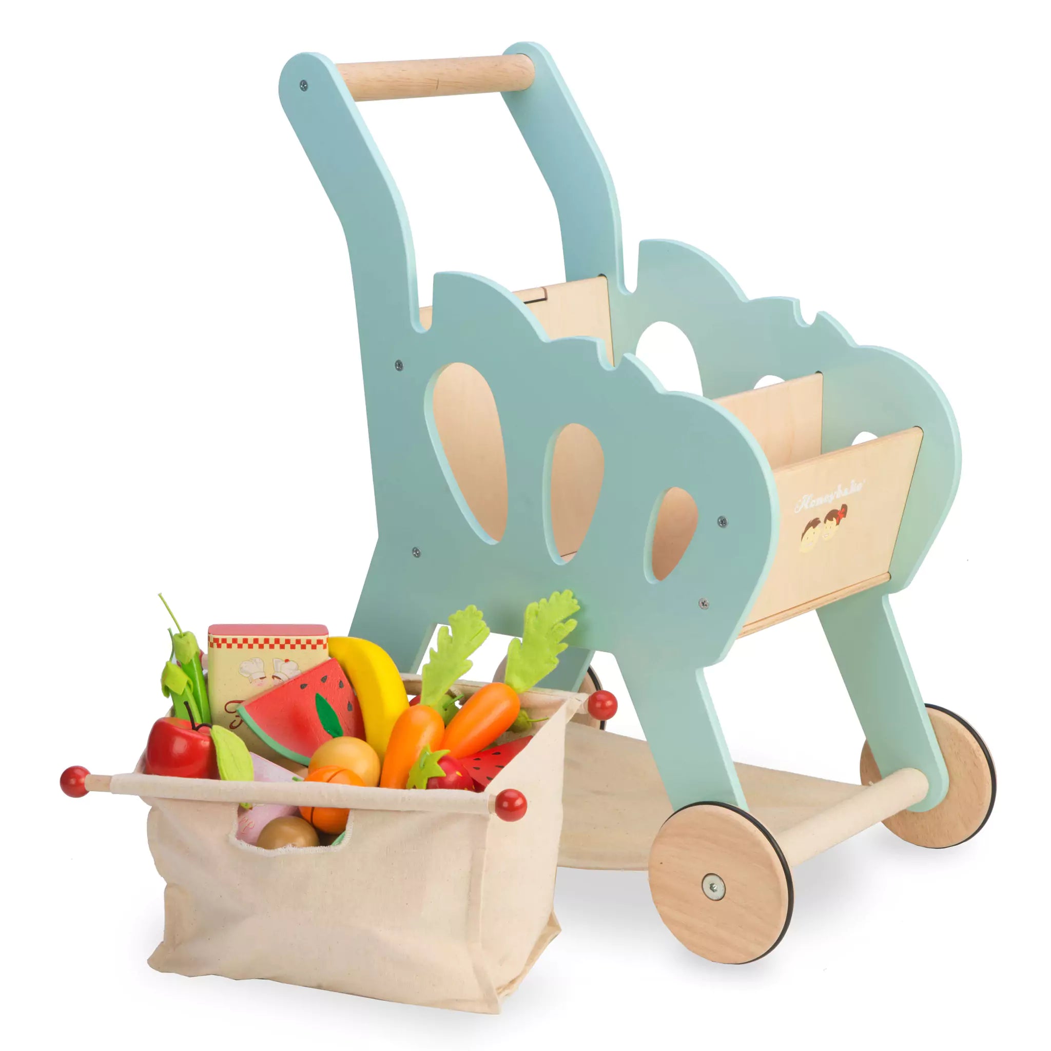 An image of Le Toy Van Shopping Trolley With Detachable Bag | Playtime | Smallsmart.co.uk