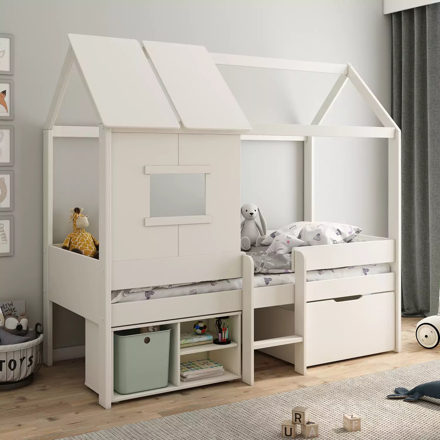 An image of Buy Ordi 2 Mini Playhouse Daybed with Storage - White
