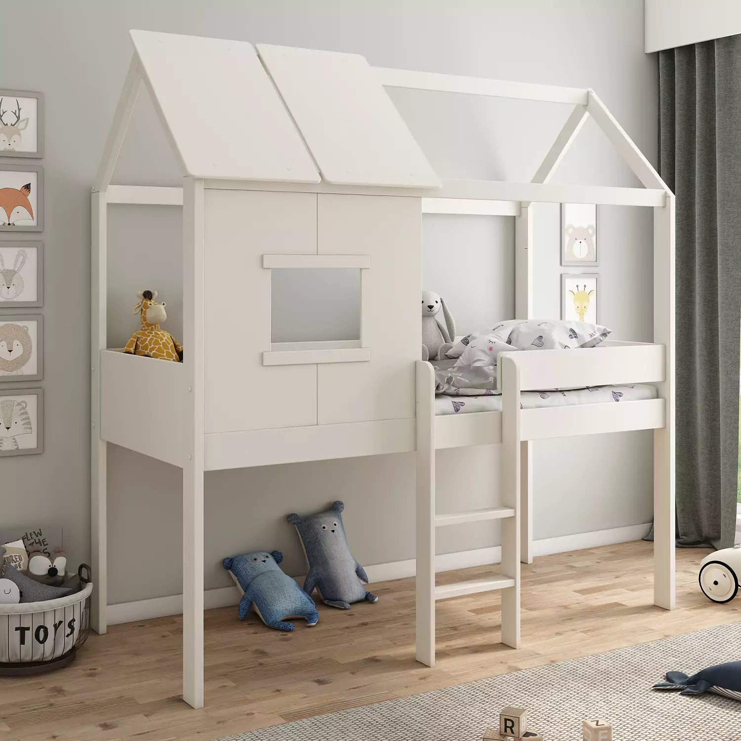 An image of Buy Ordi 3 Midi Playhouse Mid Sleeper (White) - SmallSmart UK