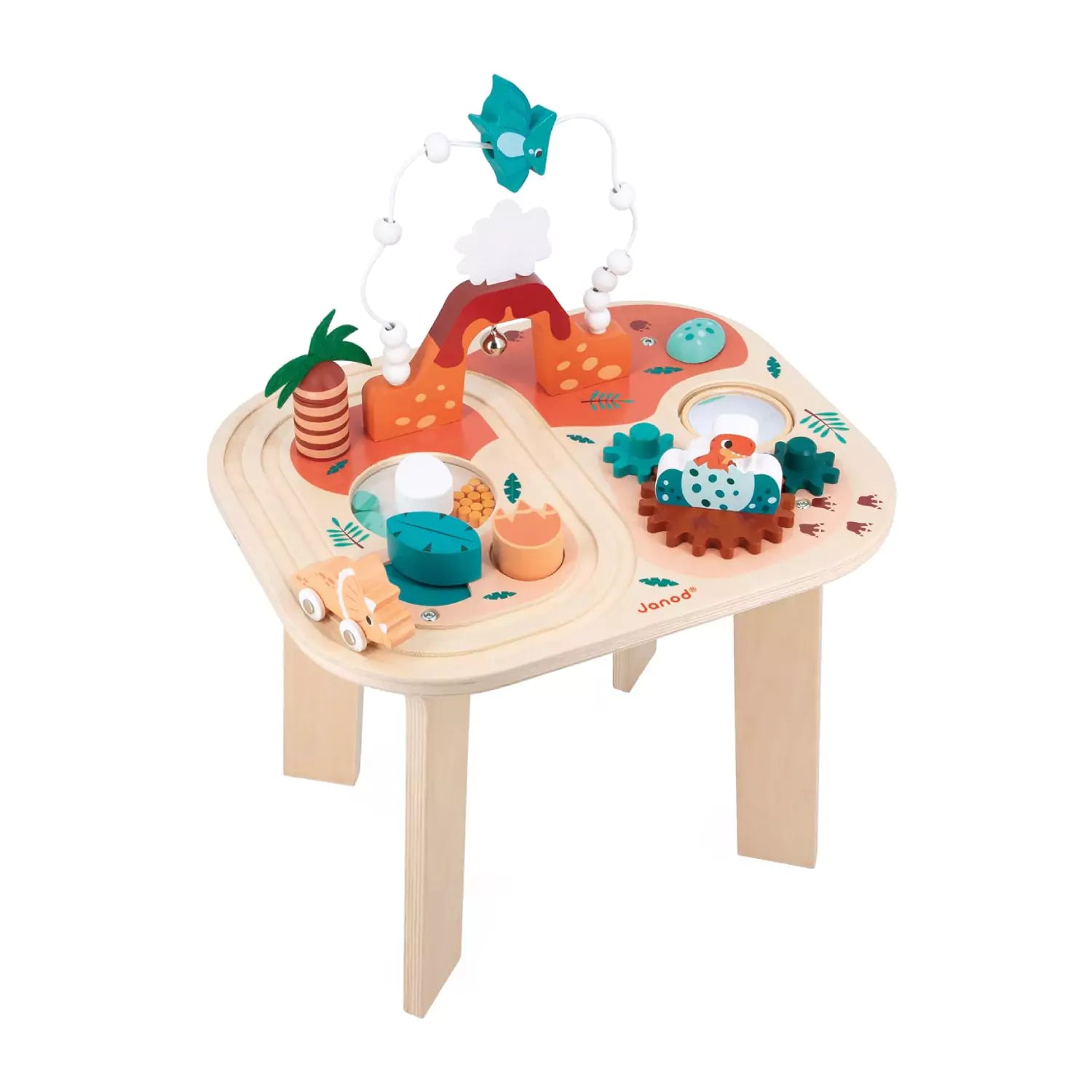 An image of Janod Dino Wooden Activity Table | 8 Different Activities