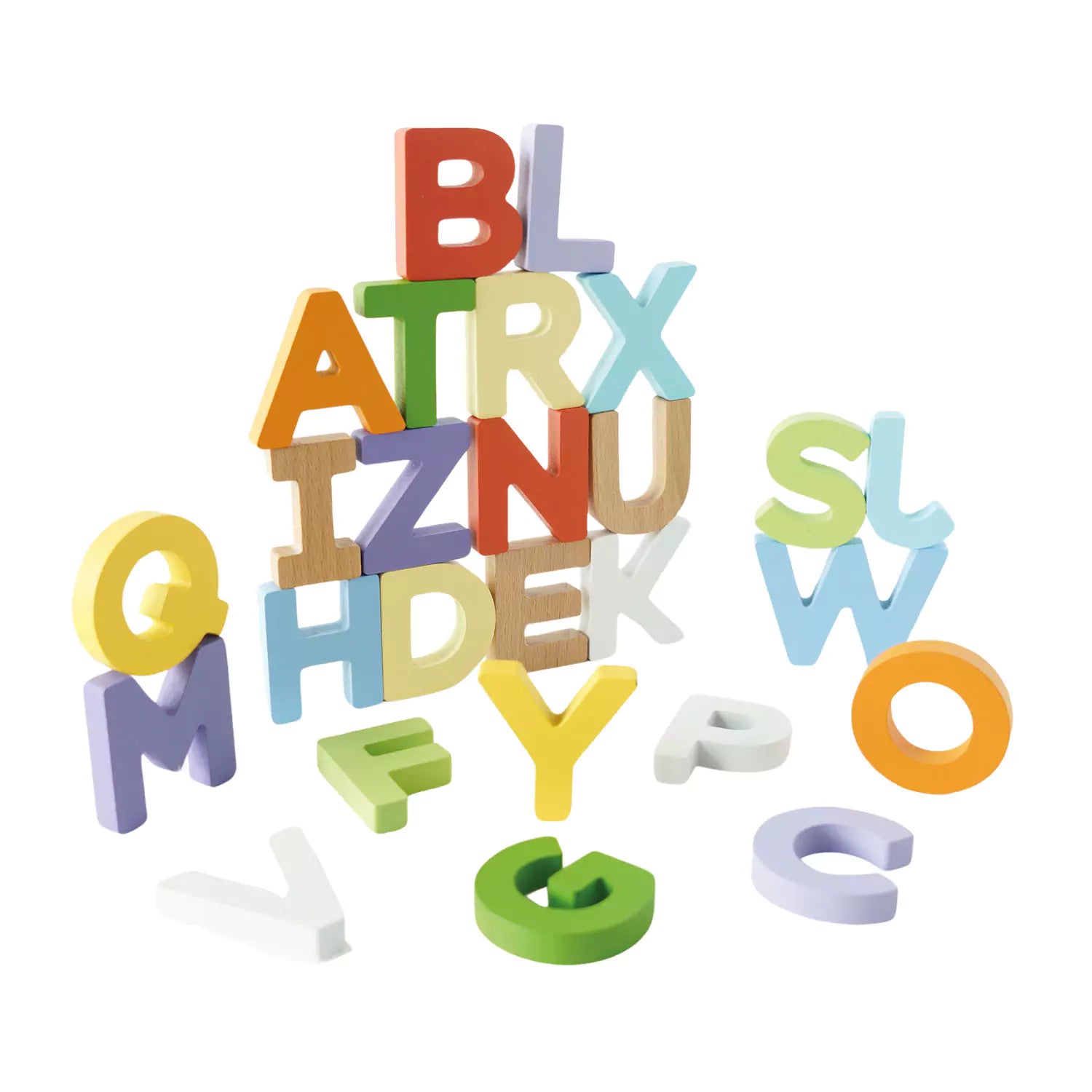 An image of Wooden Alphabet Letters Set - 60 Piece