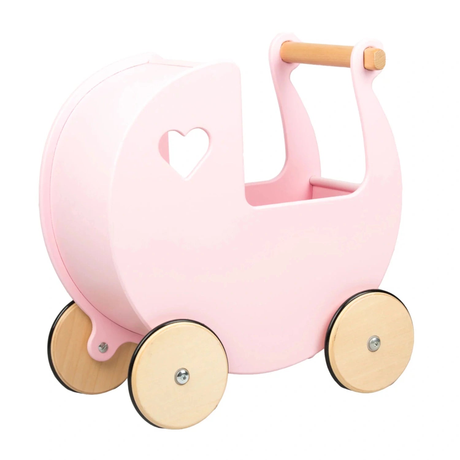 An image of Wooden Doll Pram for Toddlers - Light Pink - Buy Now