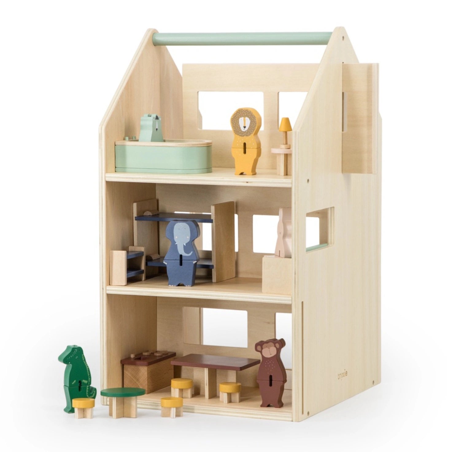 An image of Wooden Dolls House With Accessories
