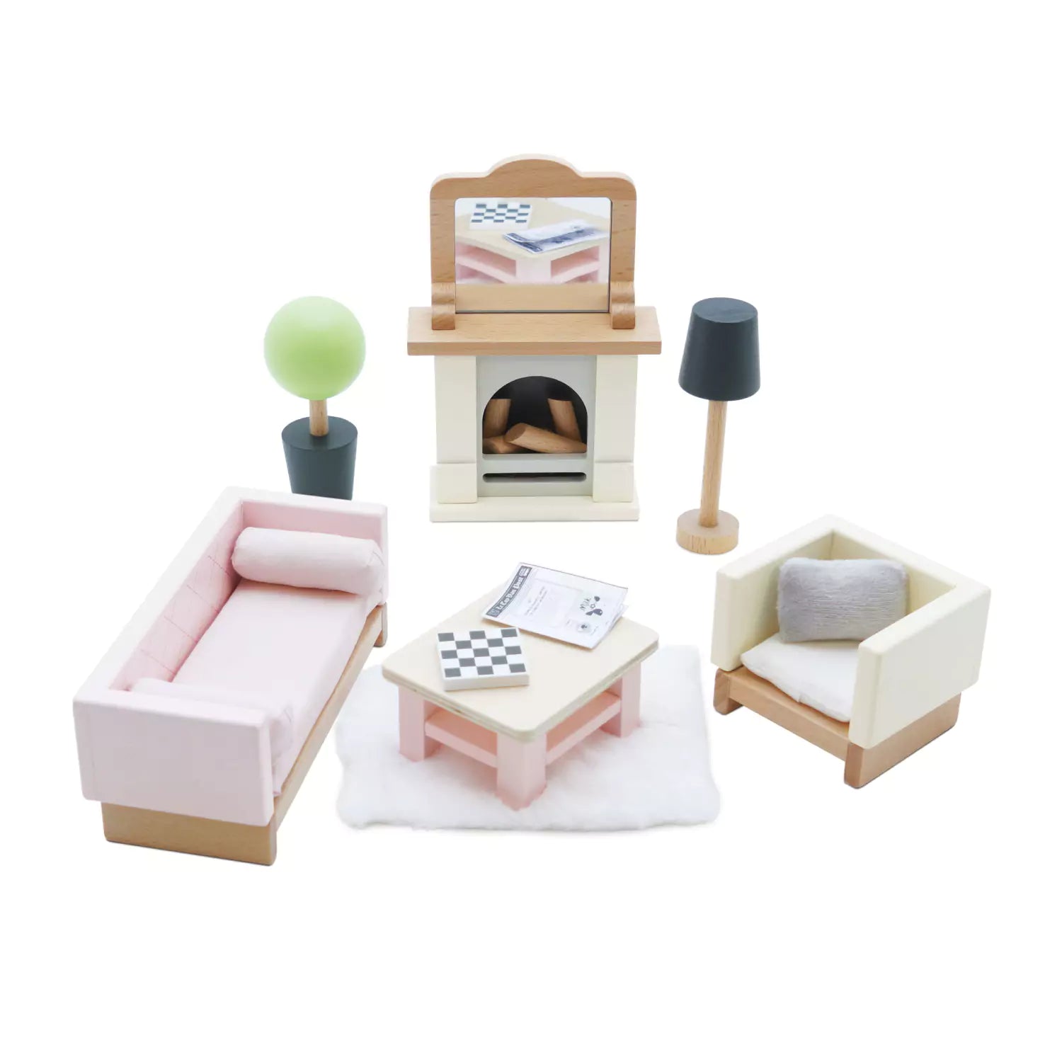 An image of Wooden Dolls Living Room Furniture set