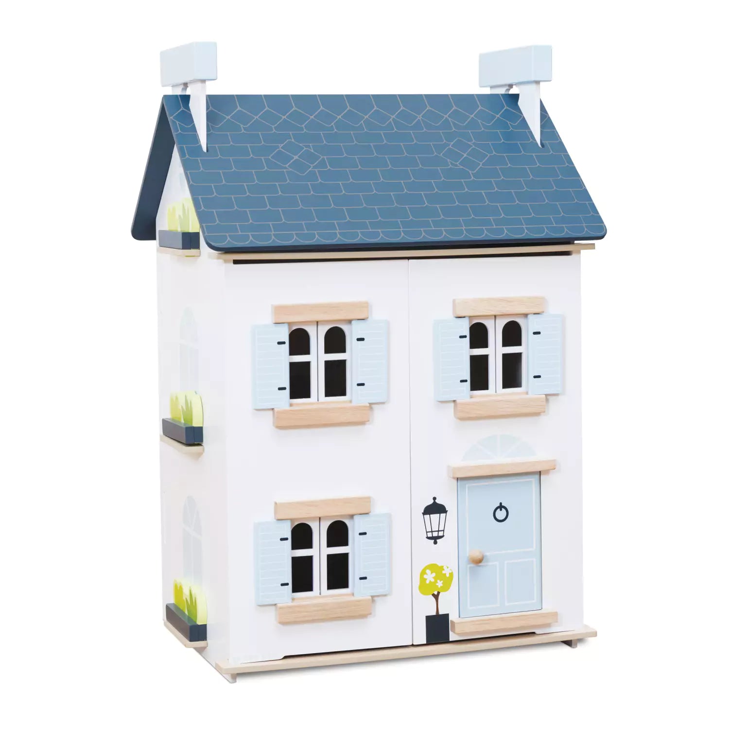 An image of Wooden Blue Dolls House - Sky Theme