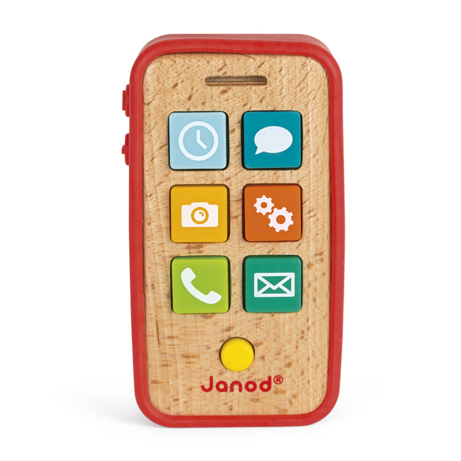 An image of Wooden Sound Phone Toy With Removable Silicon Cover