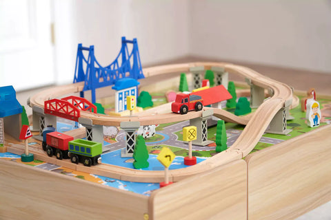 Wooden Train Set Table for Kids- Hooga Playroom