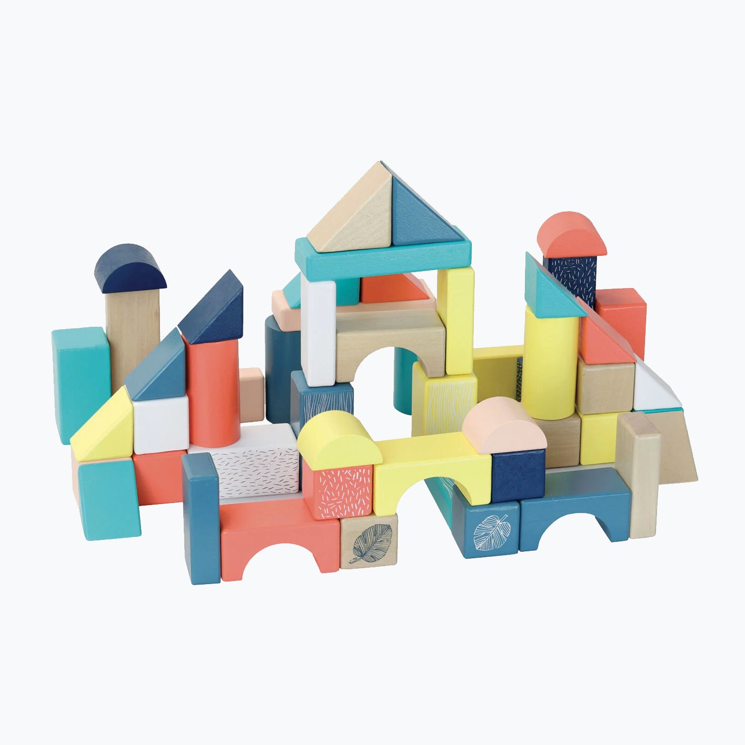An image of Vilac 54 Piece Wooden Blocks - Kids Stacking Blocks - Kids Wooden Toys | Vilac