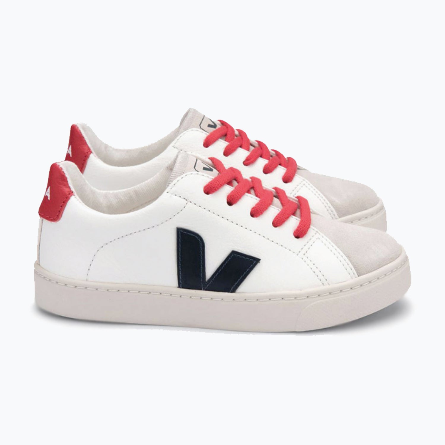 An image of ESPLAR LACE CHROMEFREE WHITE NAUTICO PEKIN | Veja Esplar Leather Lace Trainer - ...