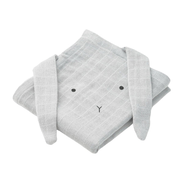 LIEWOOD Lewis Muslin Cloth 2-Pack Classic Dot Dumbo Grey