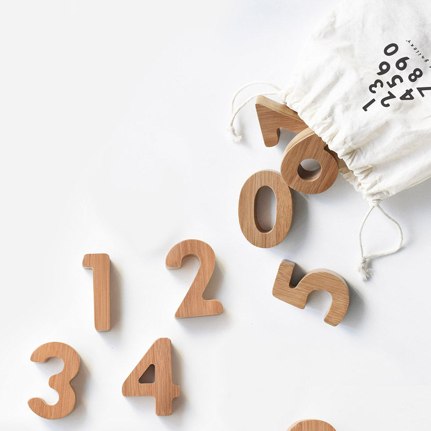 An image of Wooden Numbers - Bamboo Numbers - Woodland Numbers| Wee Gallery