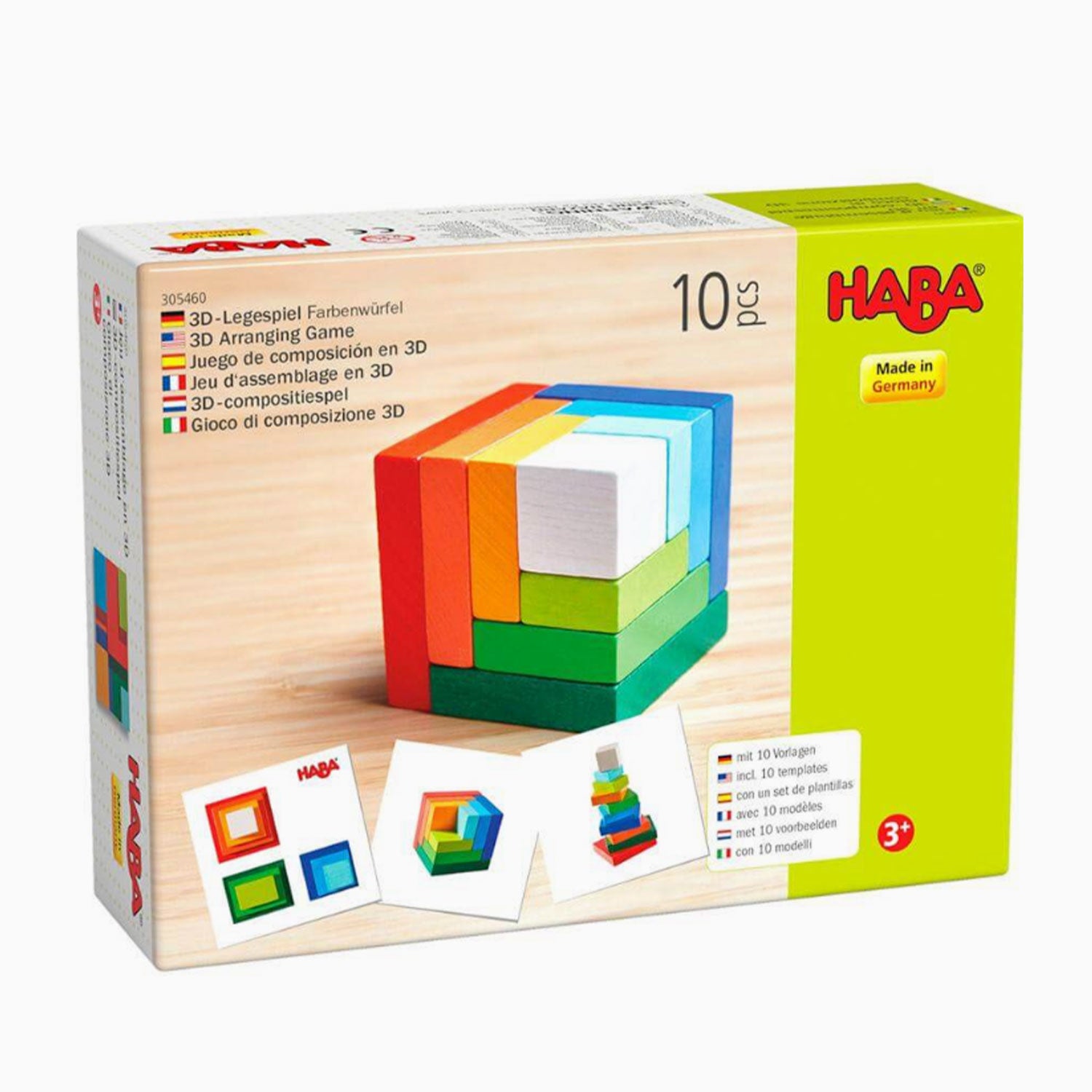 An image of Building Cubes - 3D Arranging Game Rainbow Cube 10 Pieces | HABA
