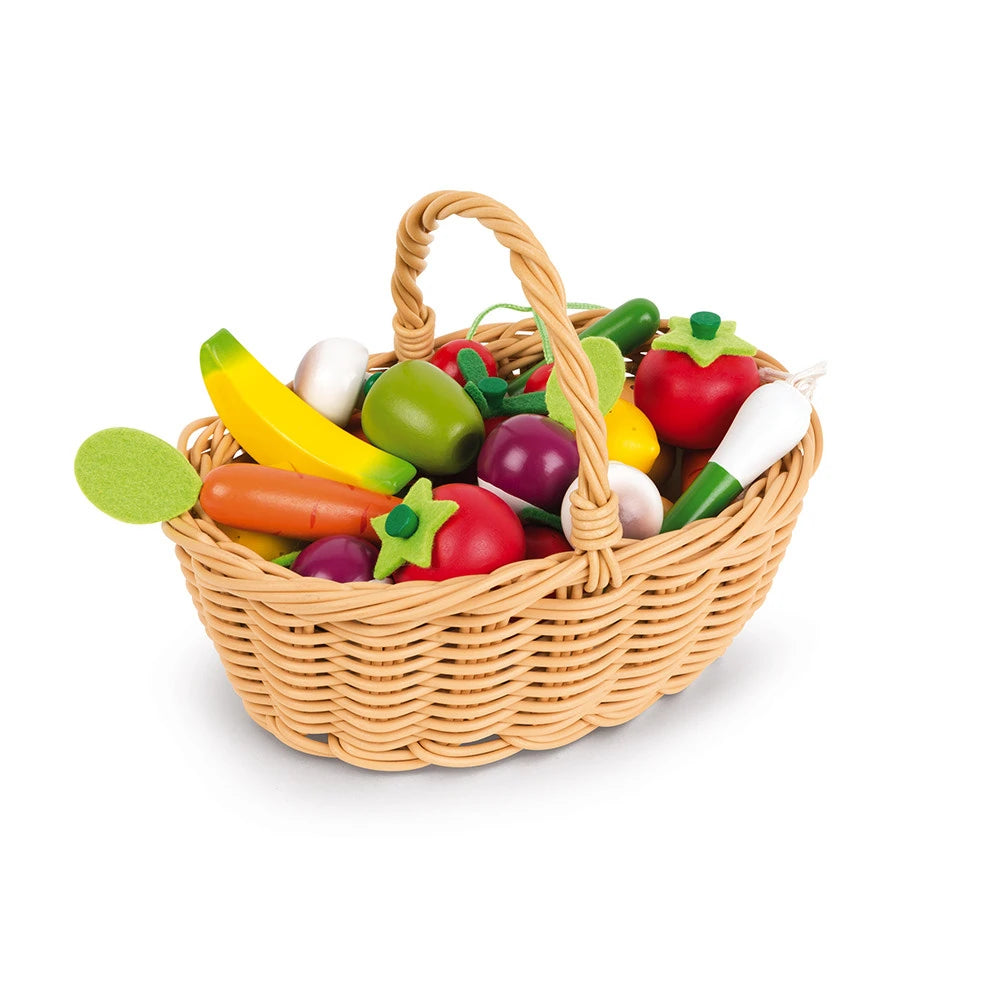 An image of Janod Fruits and Vegetables Basket (24pc) - Janod Toys
