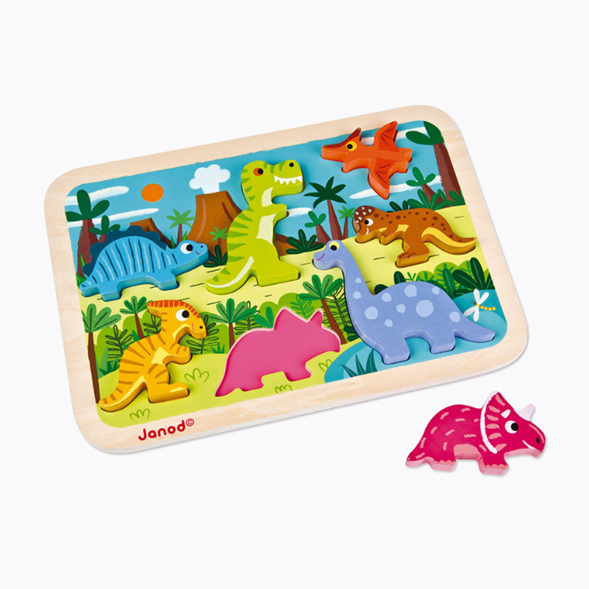 An image of Buy Janod Chunky Puzzle Dinosaurs 7 pieces at Small Smart UK