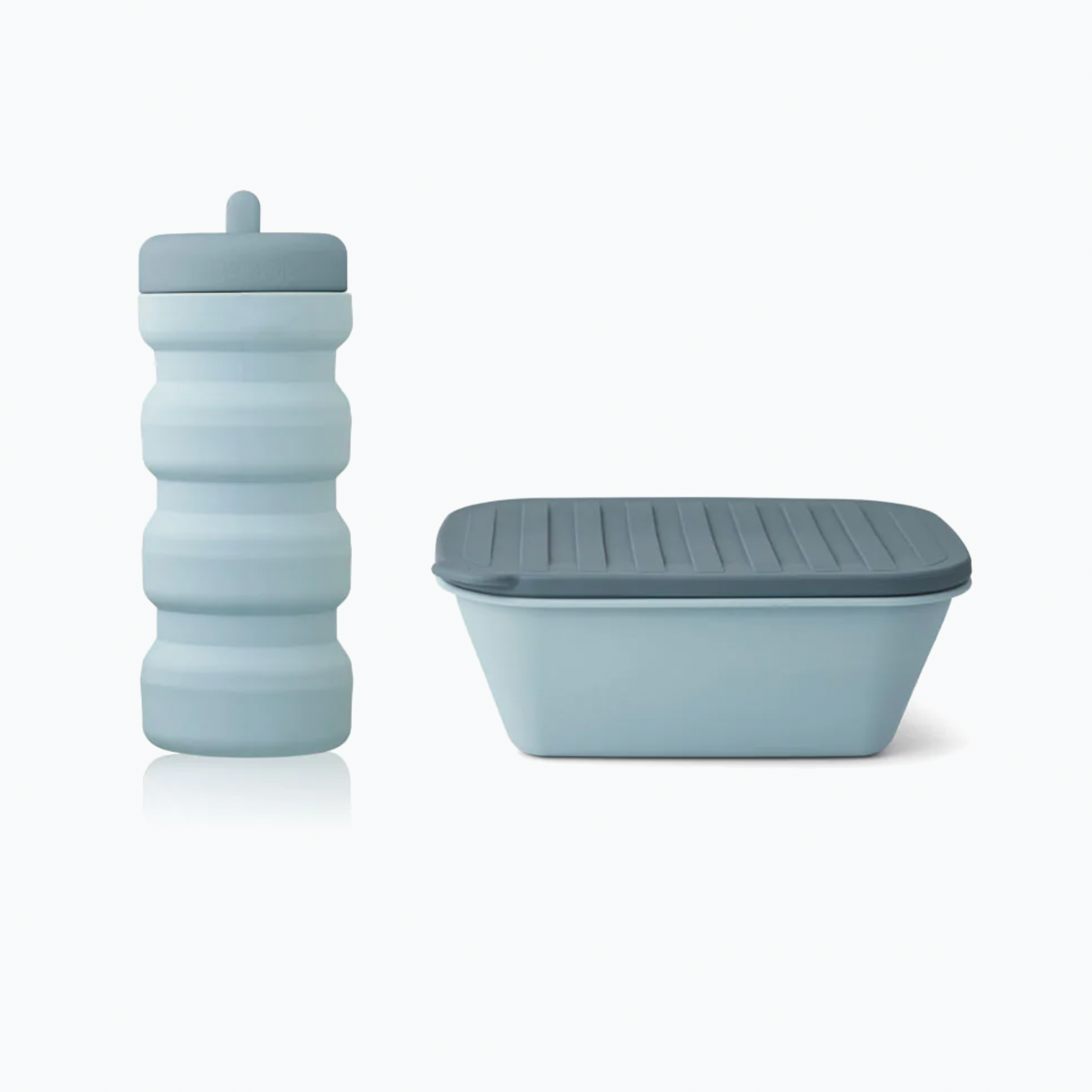 An image of Lunch Set - Lunch Box and Water Bottles - Sea Blue | Liewood