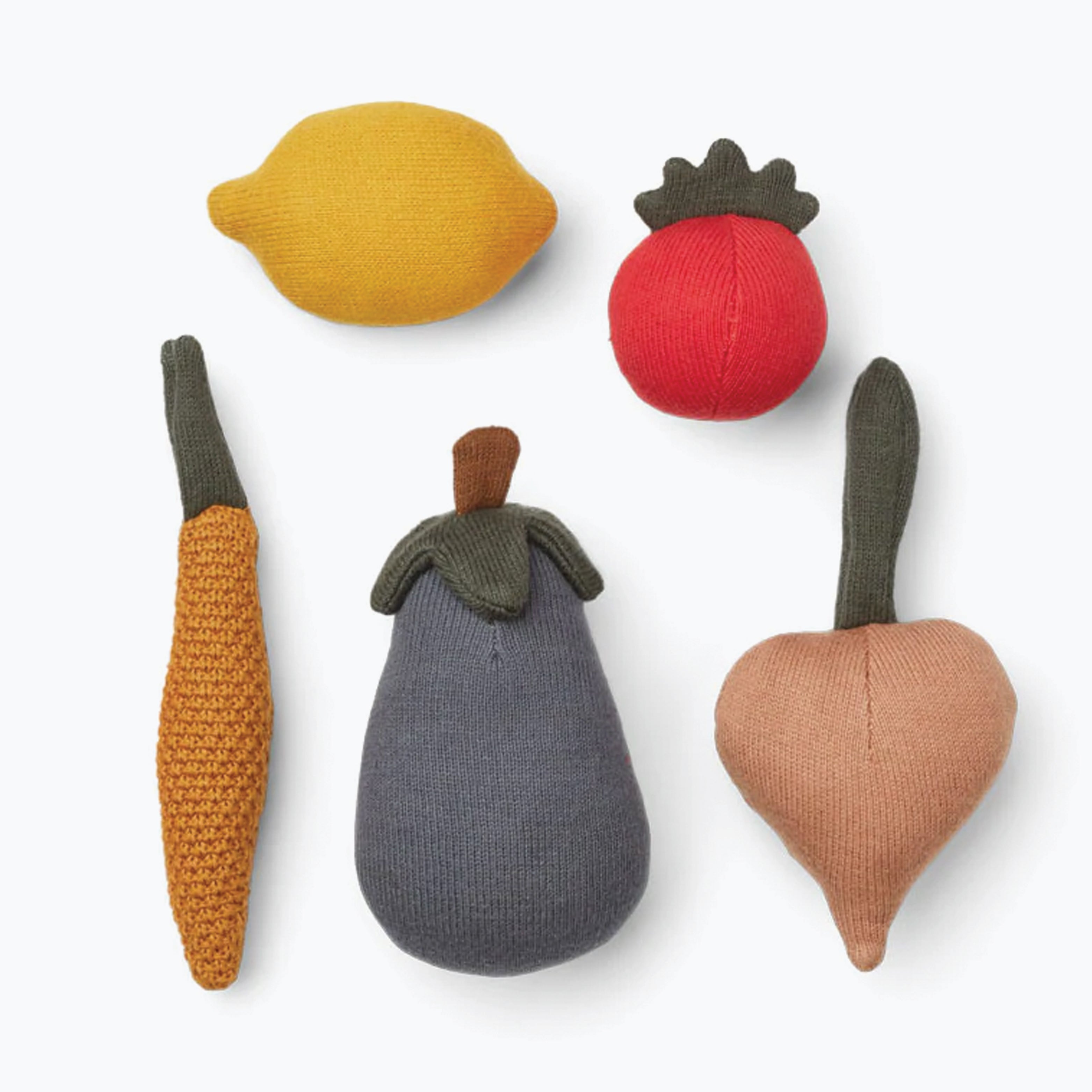 An image of Play Food Set- Pretend Kitchen Play -Knitted Vegetables | Liewood