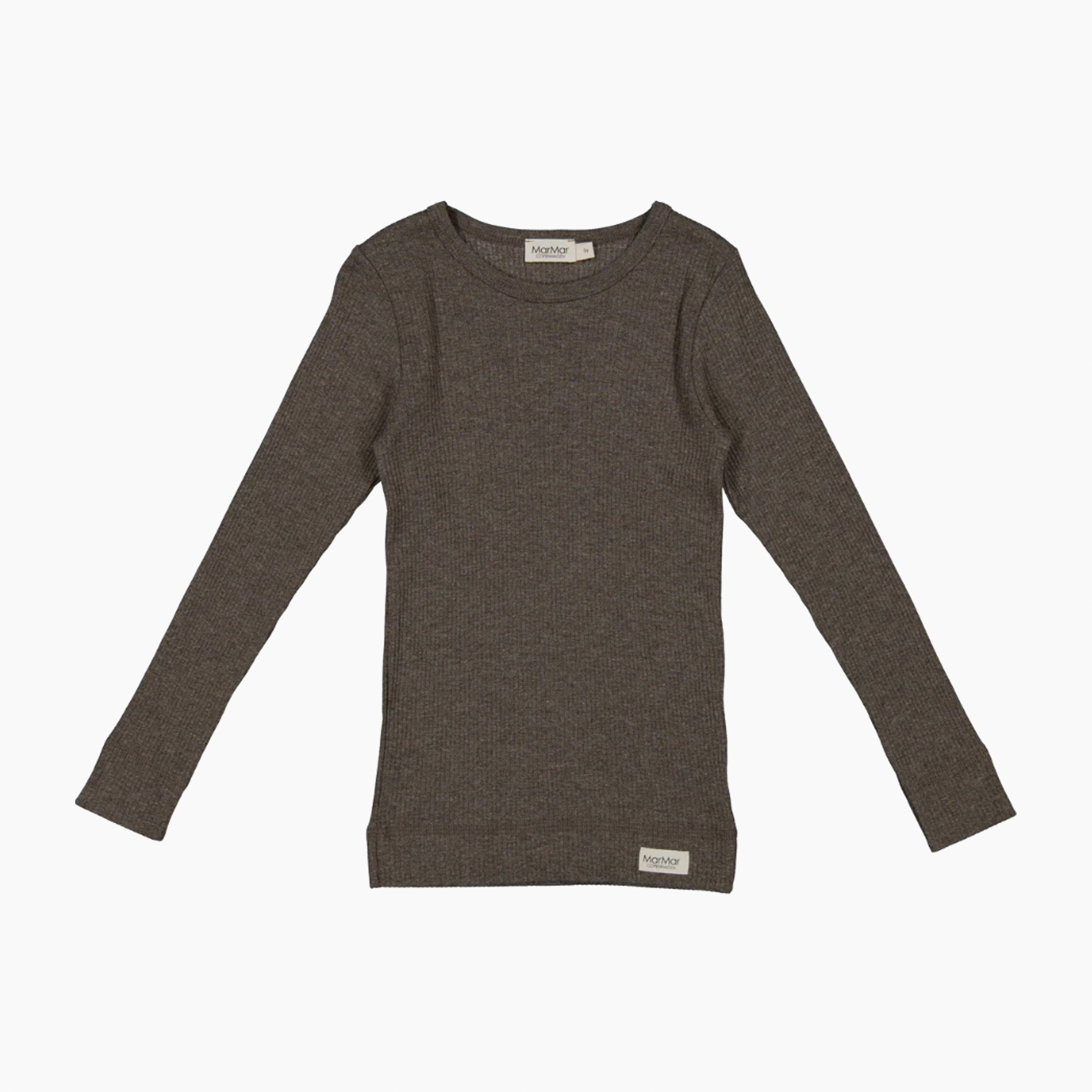 An image of MarMar Copenhagen Plain Long Sleeve Tee - Coffee Mel 5Y/110CM