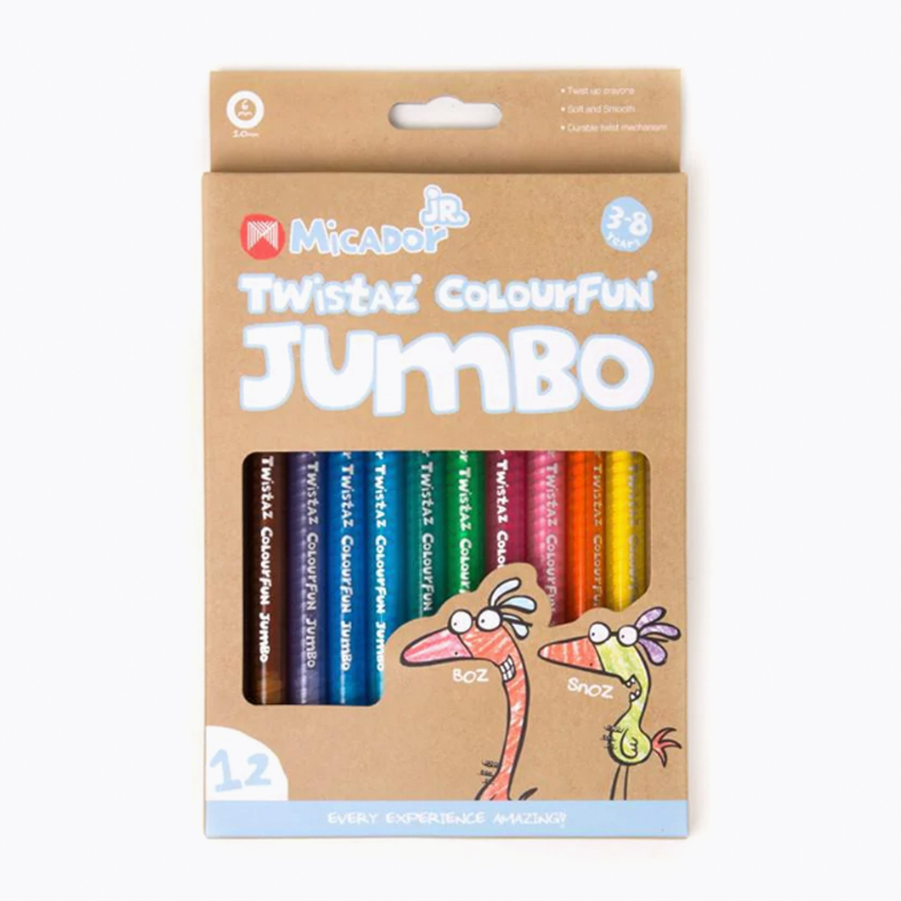 An image of Kids Crayons - Micador - jR Twistaz Jumbo Crayons | Small Smart UK