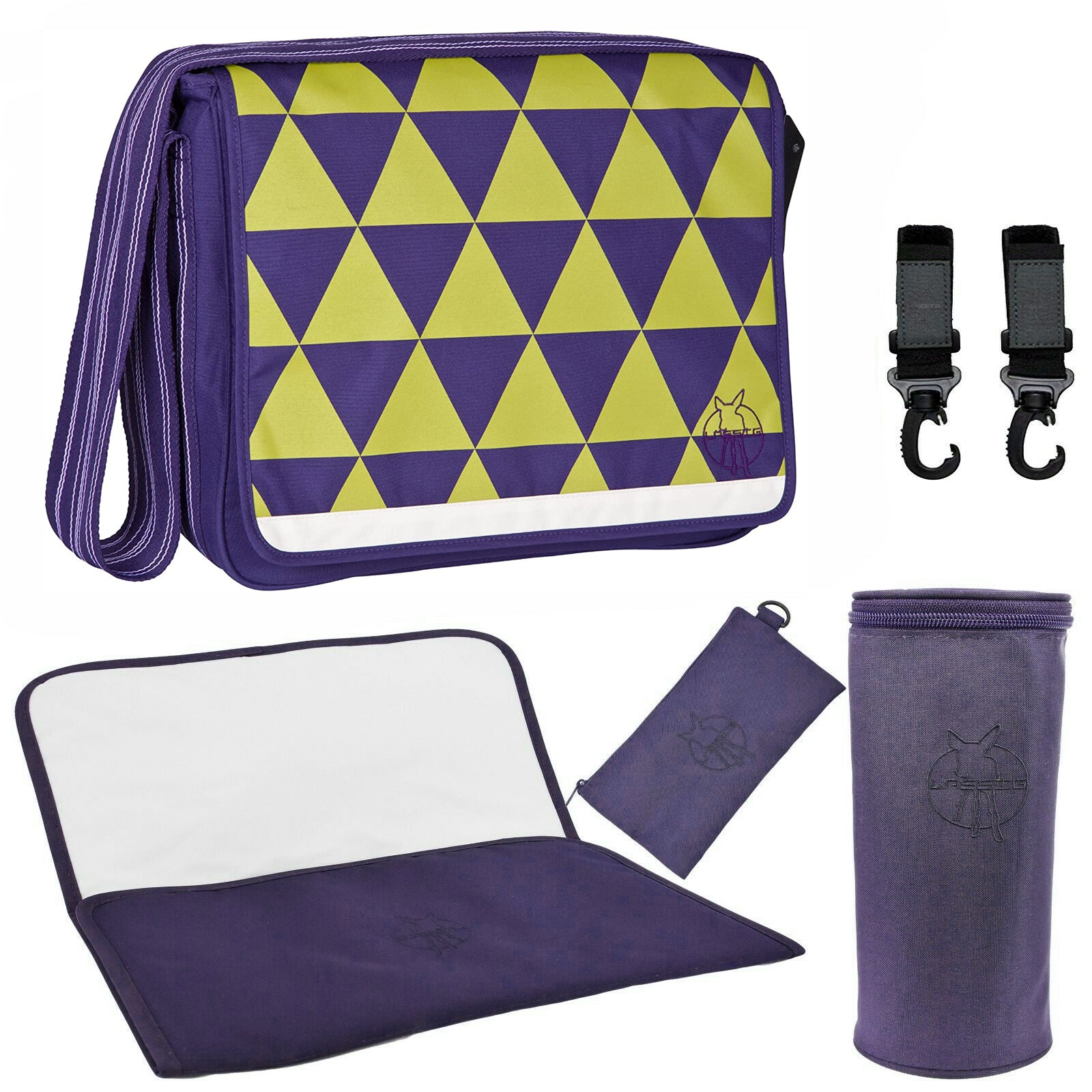 An image of Changing Bag - Messenger Diaper - Triangle Purple | Lassig