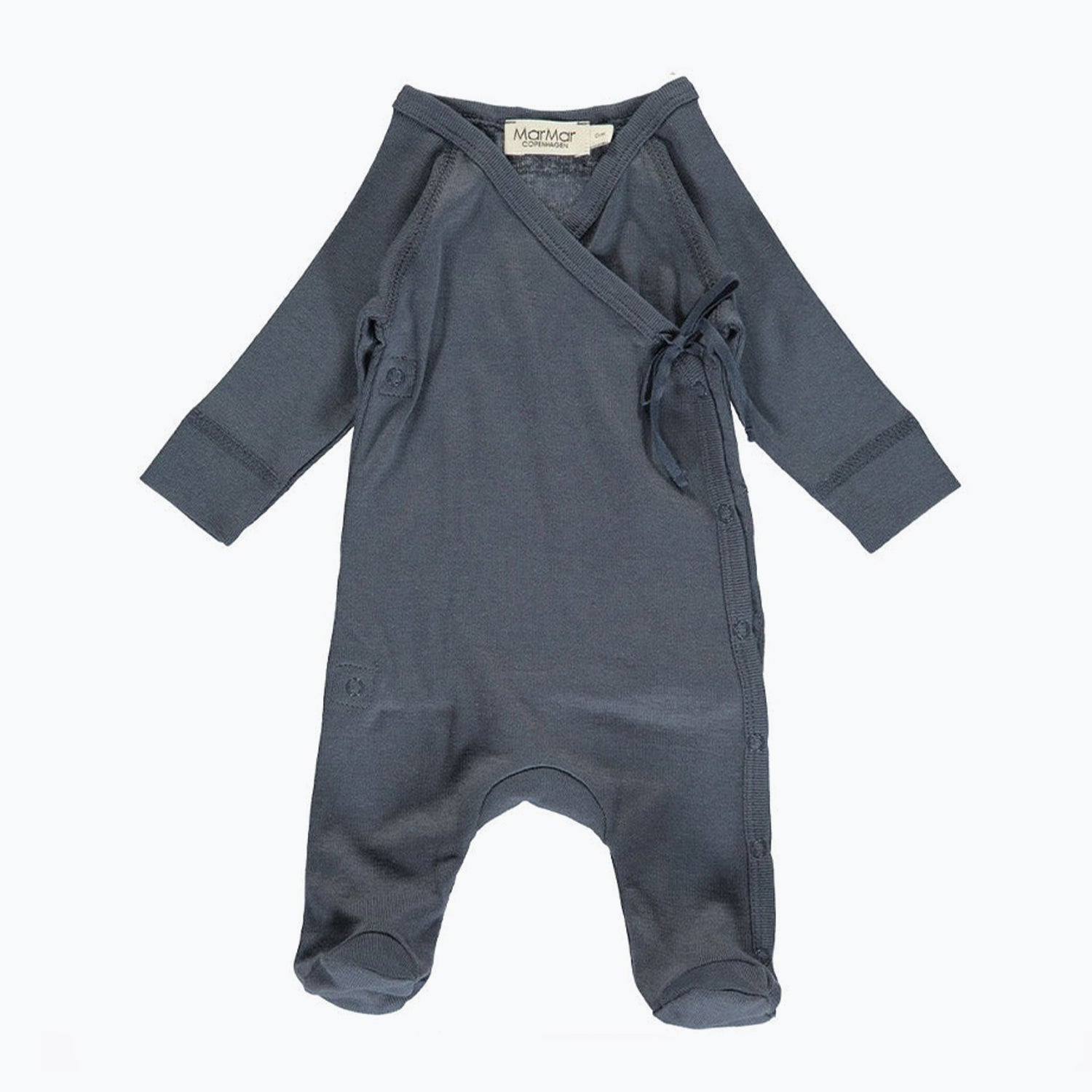 An image of Baby Romper Bodysuit - Long Sleeved | MarMar Copenhagen Blue / 9M/74CM