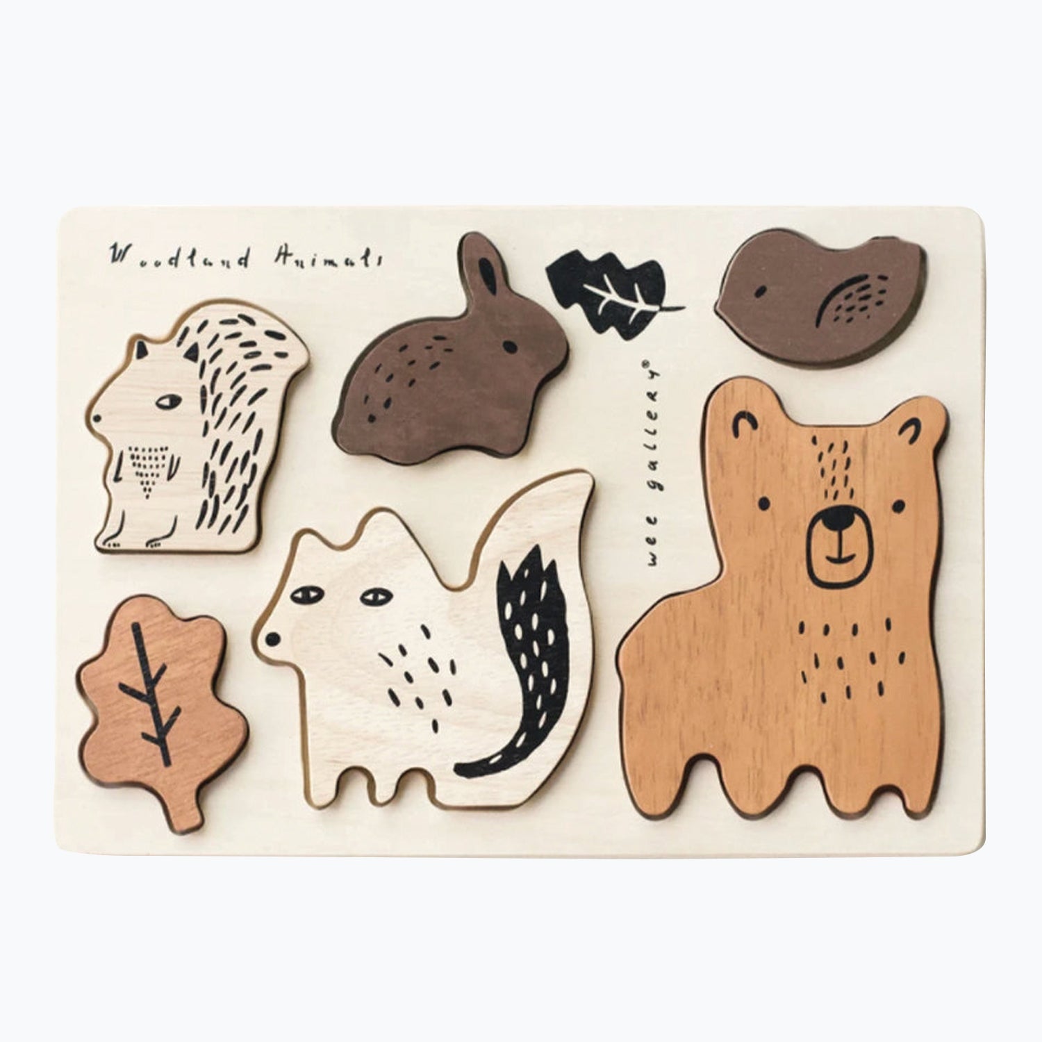 An image of Wooden Woodland puzzle - Kids Puzzle - Woodland Animal Tray Puzzle | Wee Gallery