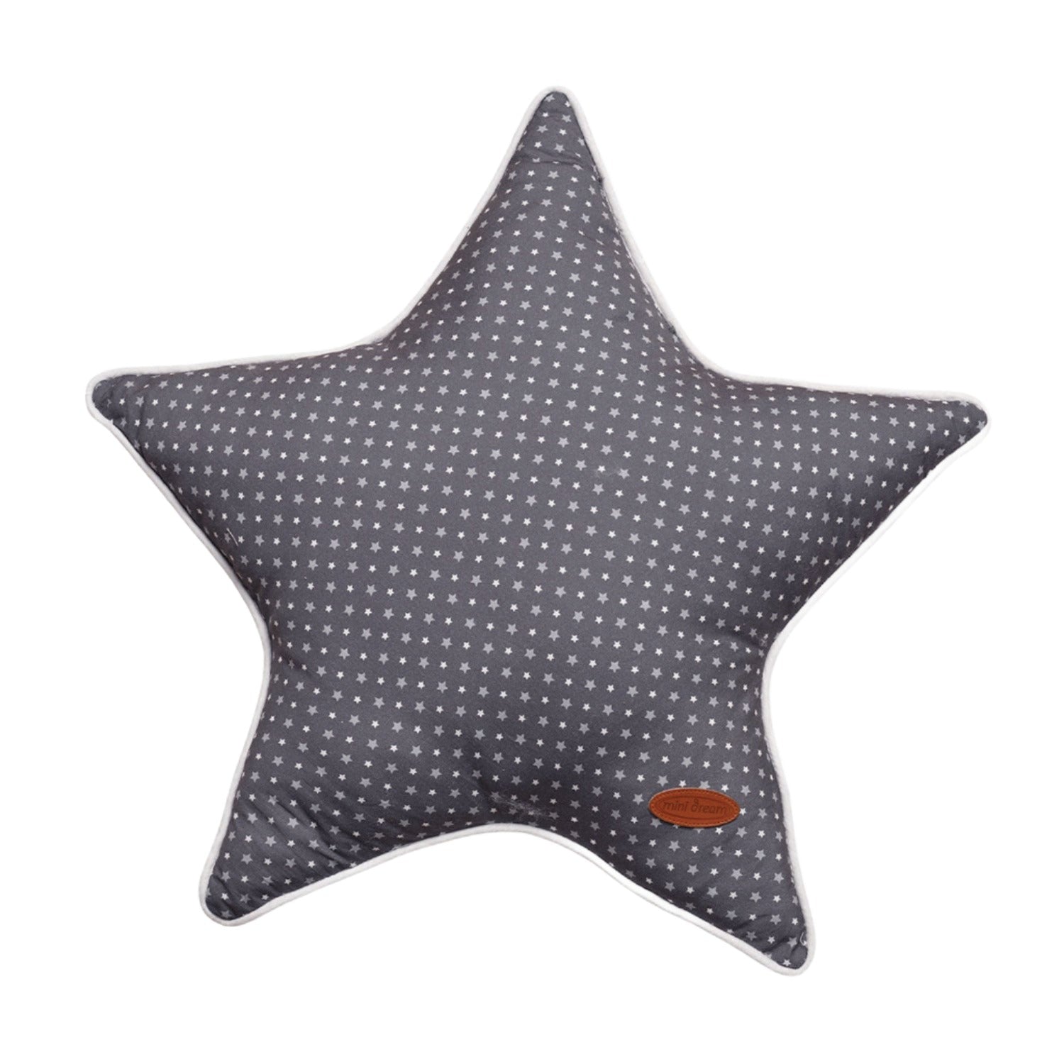 An image of Nursery Cushions - Kids Star Cushion - Grey Cotton Children's Cushion | Mini Dre...