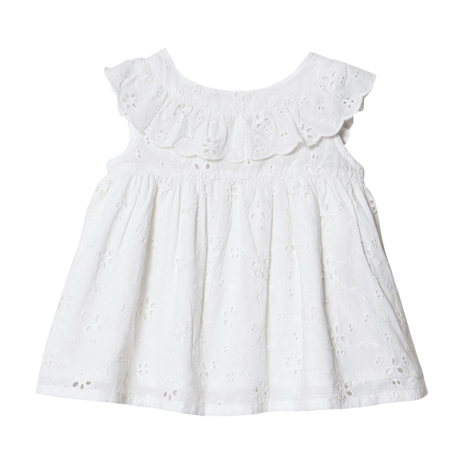 An image of Baby Summer Dress - Kids Dress - Deas Frill Dress - White | MarMar Copenhagen 9M...