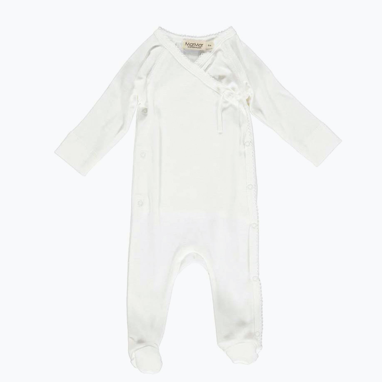 An image of Baby Romper Bodysuit - Long Sleeved | MarMar Copenhagen Gentle White / 4M/62CM