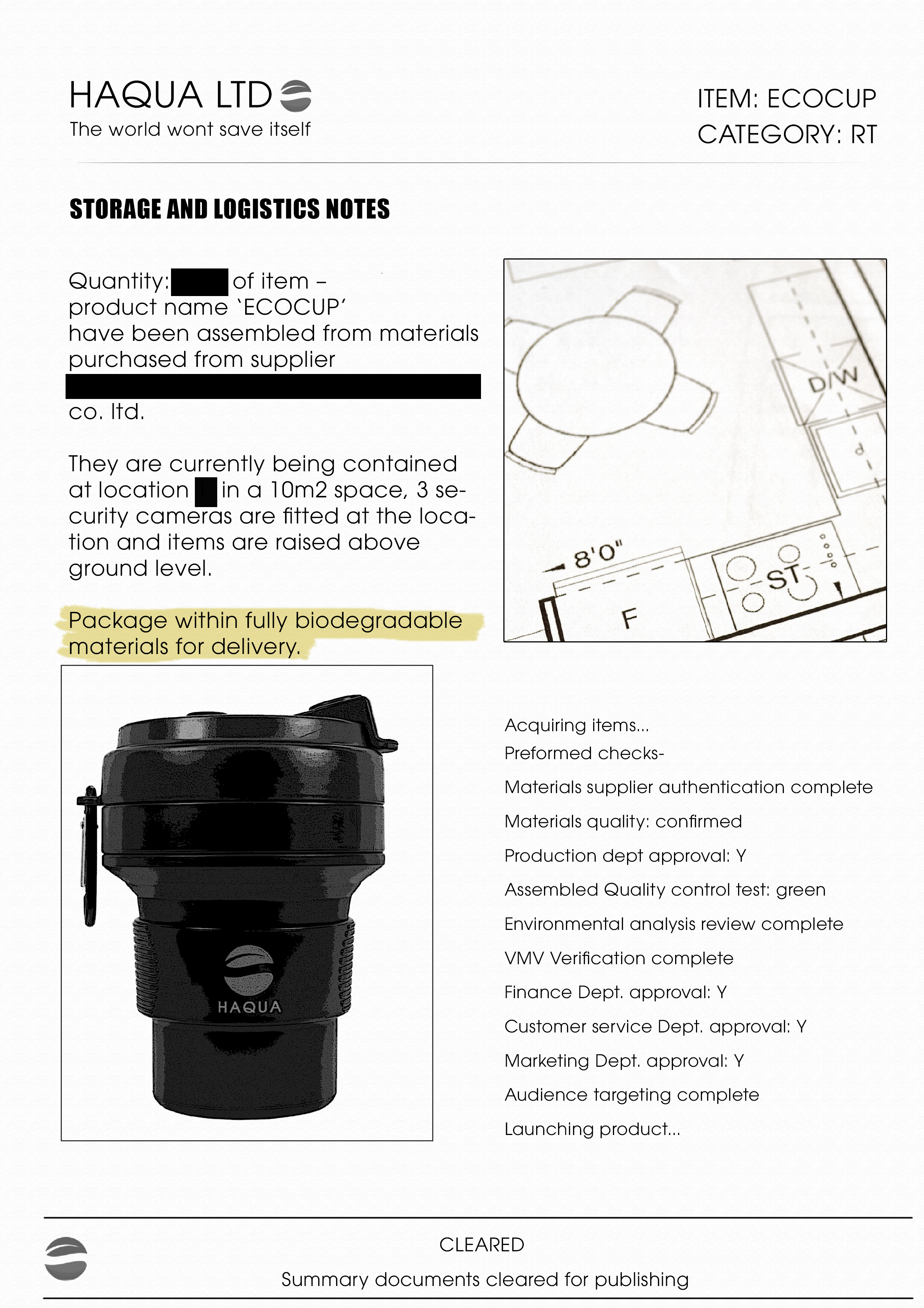 Haqua product storage, logistic and details