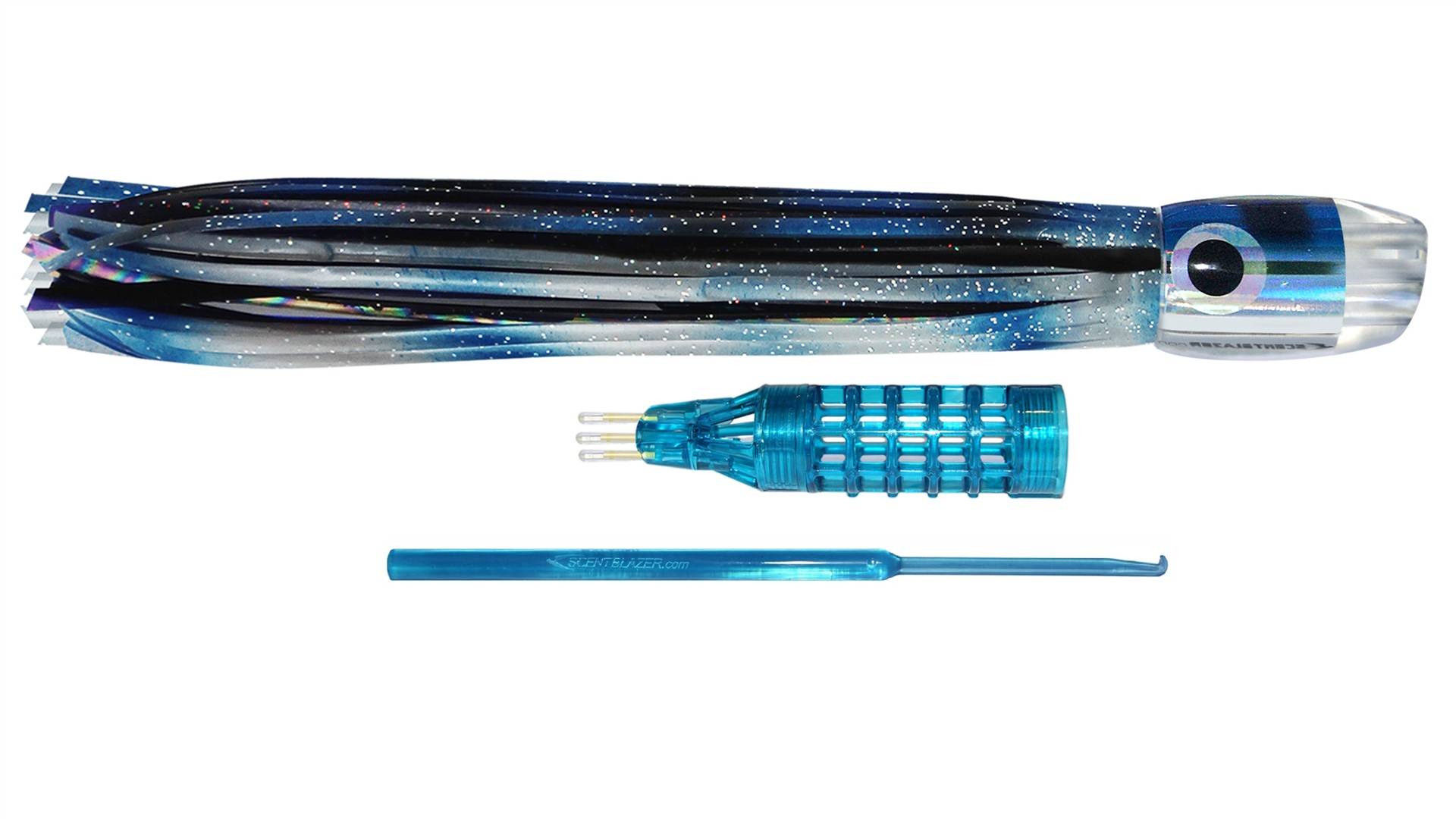 Blue Flying Fish 15" 38cm Large Slant Skirted Trolling Lure.