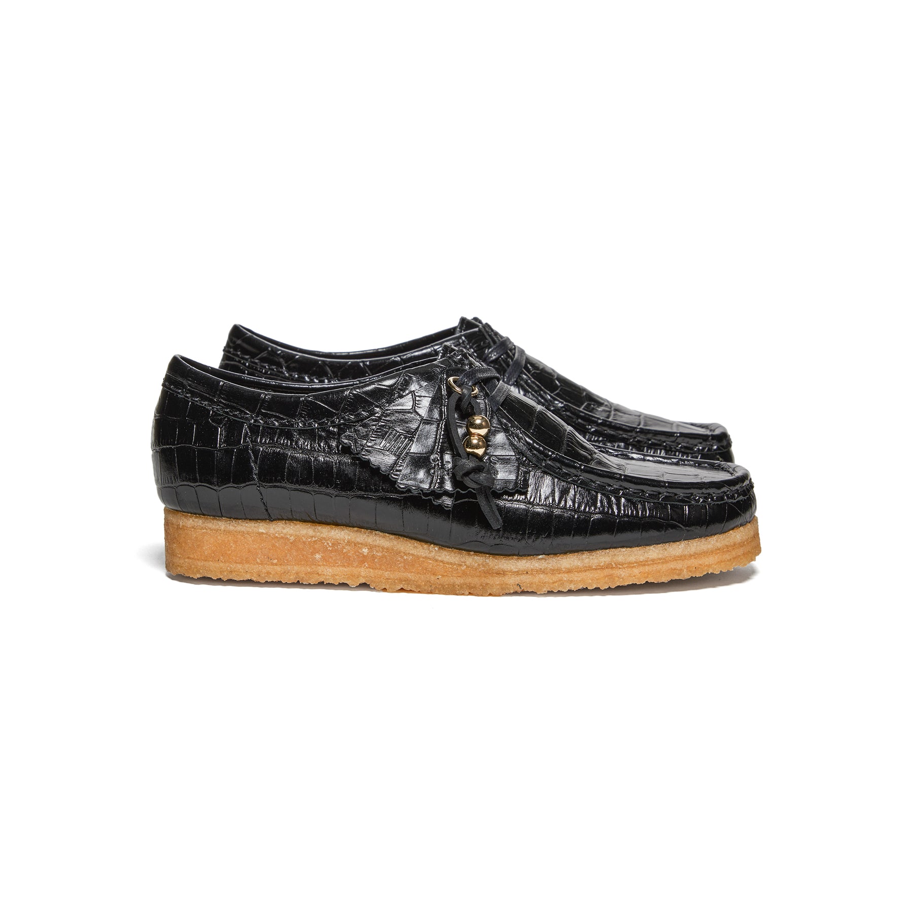 Clarks Womens Wallabee Loafer (BLACK CROC) – Concepts