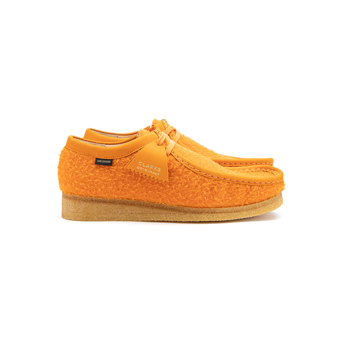 orange wallabee clarks