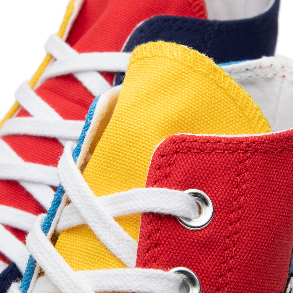 blue red and yellow converse