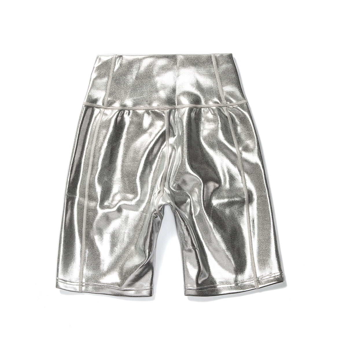 METALLIC BIKE SHORTS (SILVER 