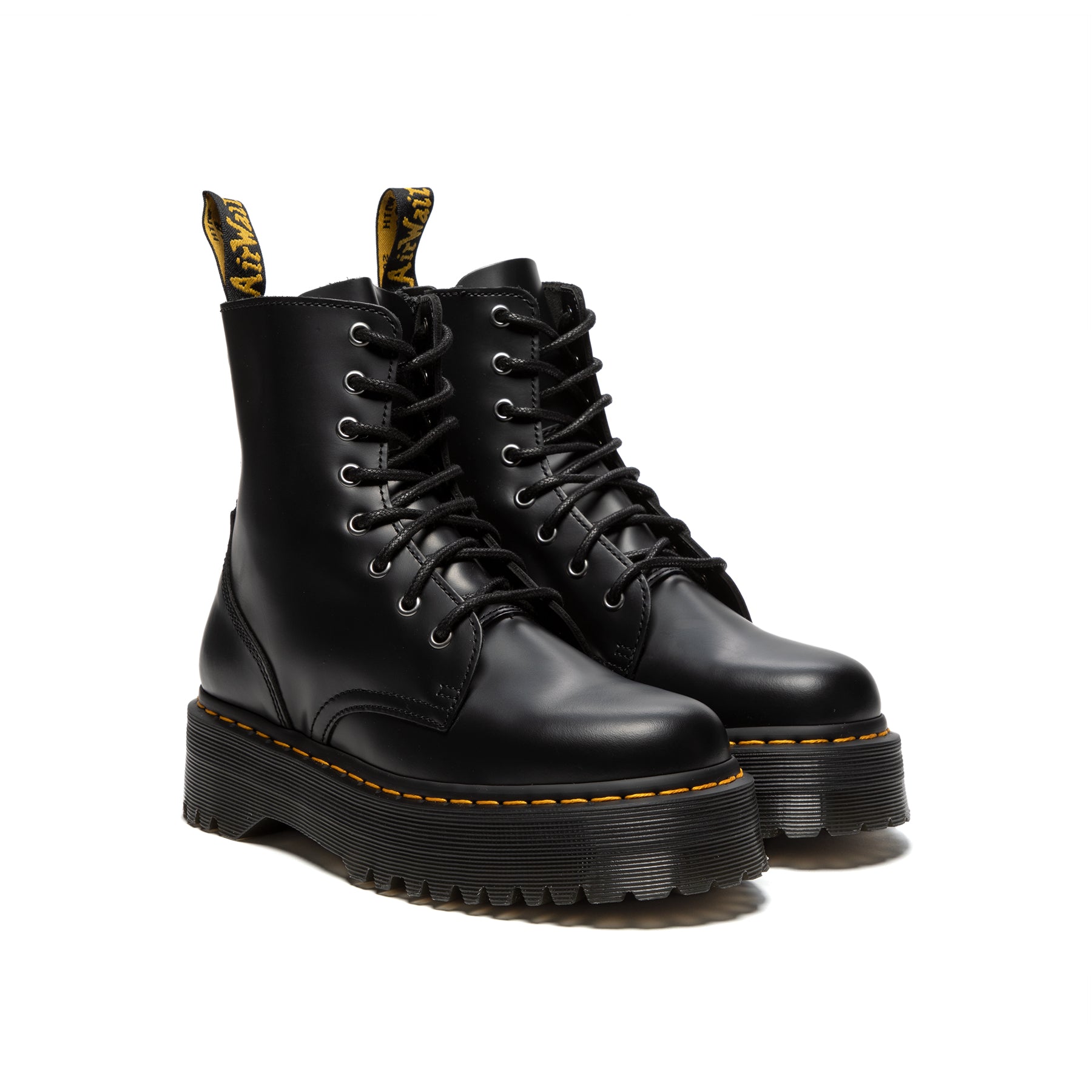 Dr. Martens Jadon Smooth Leather Platform Boots (Black Polished Smooth)