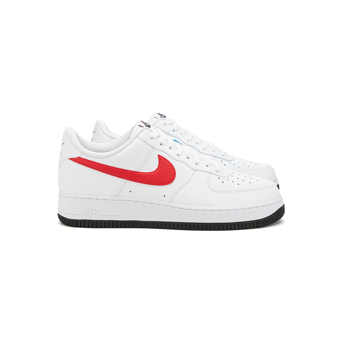 white air forces with red and blue