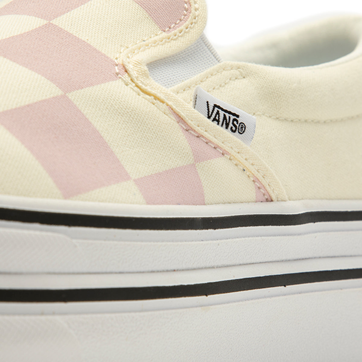 blush checkerboard vans