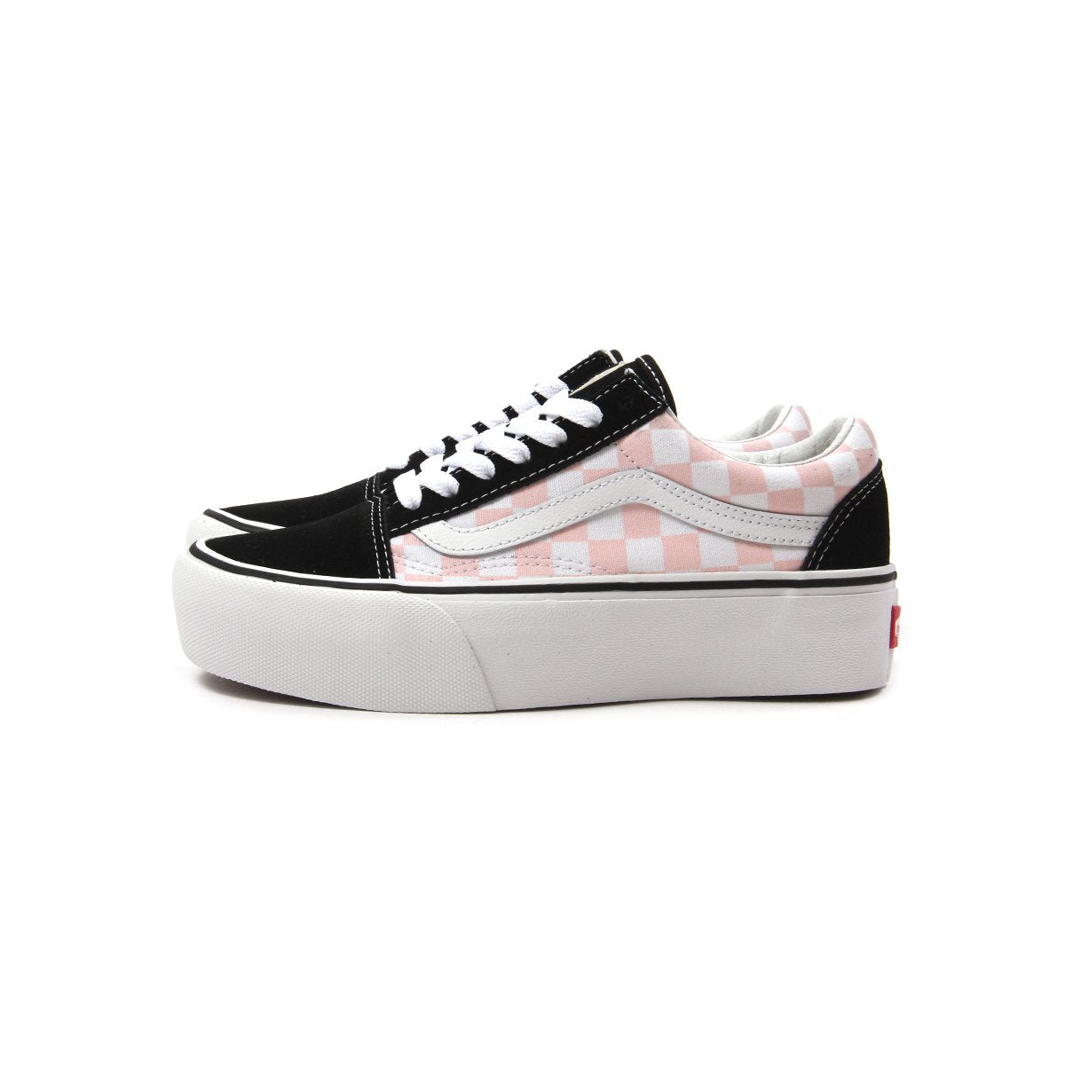 black and pink platform vans