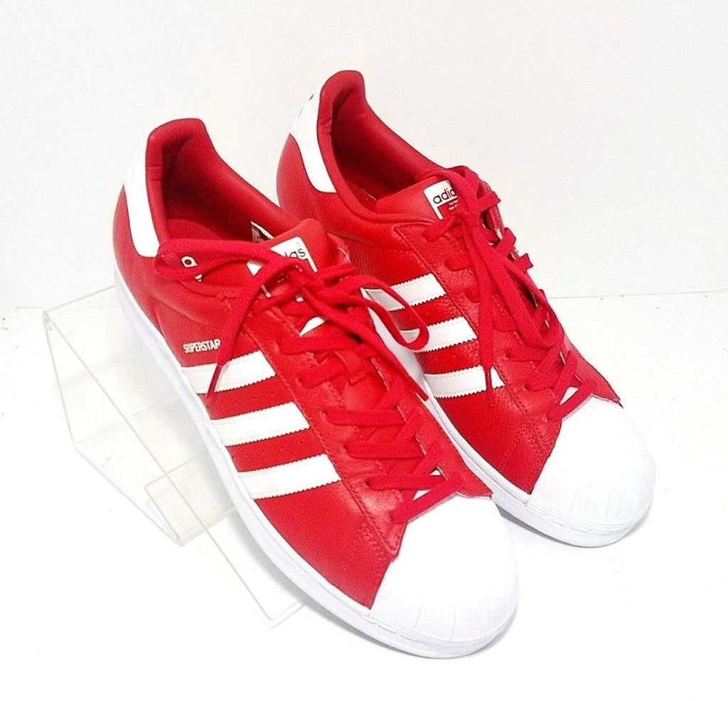 red and white adidas shell toes