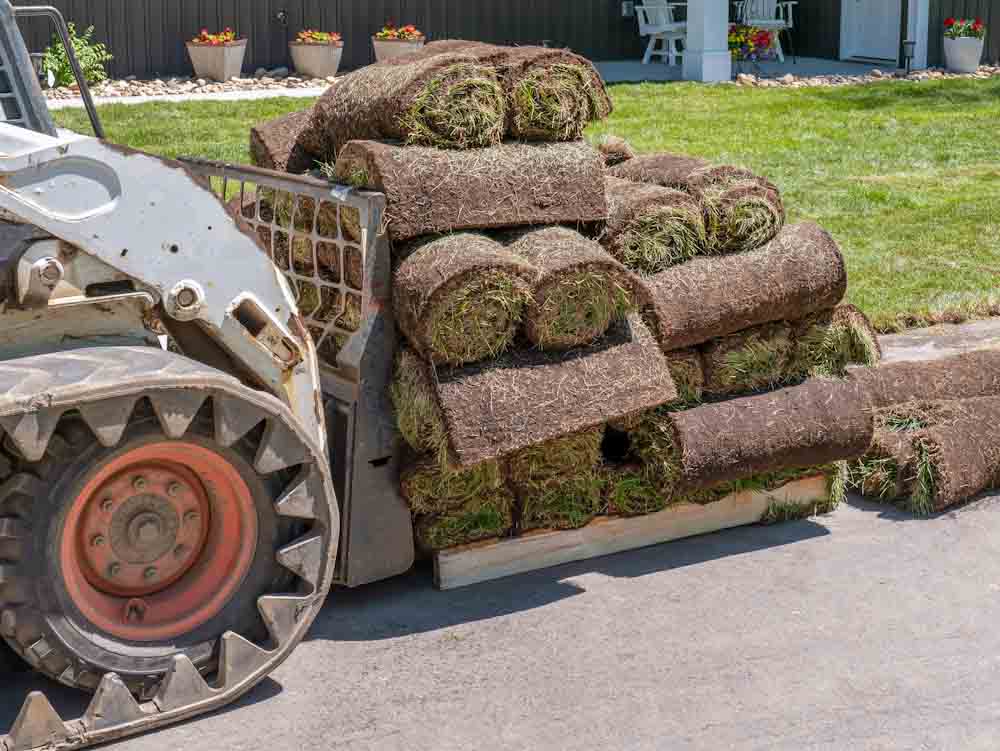 Front loader with sod