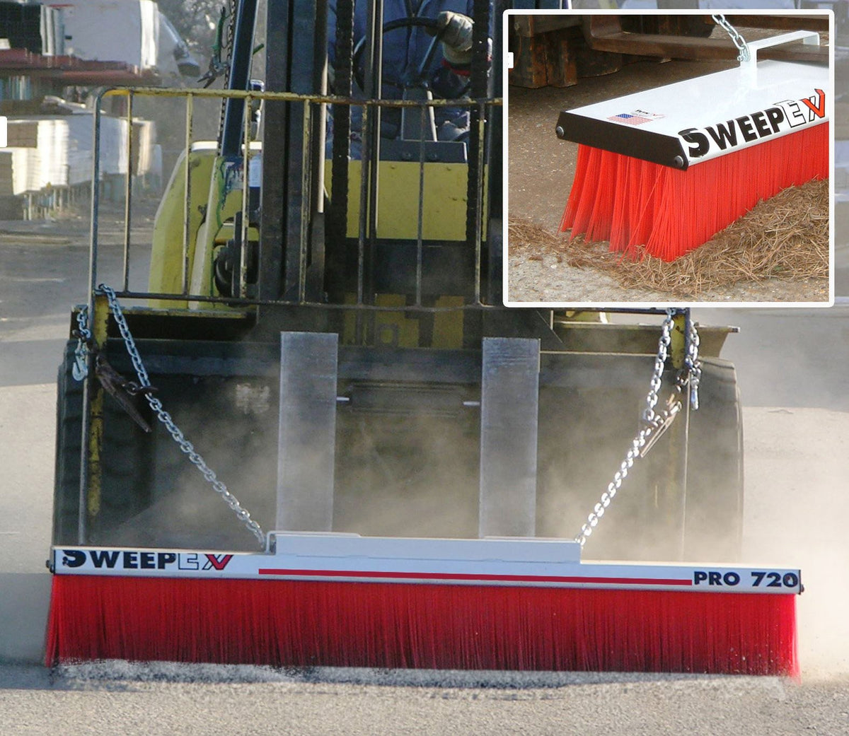 Forklift Brooms Are Easily Attached to Machinery