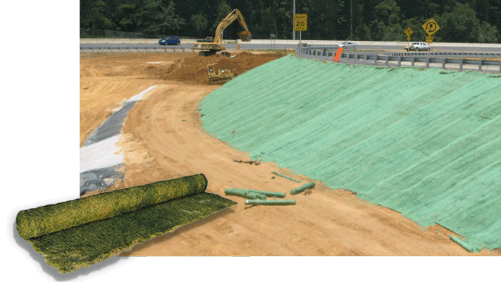 Curlex rolls help control erosion on slopes