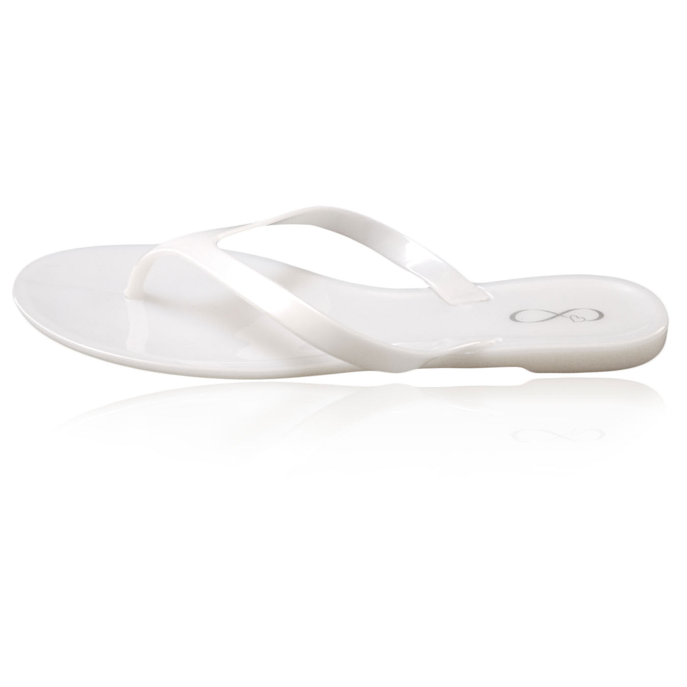 white jelly flip flops