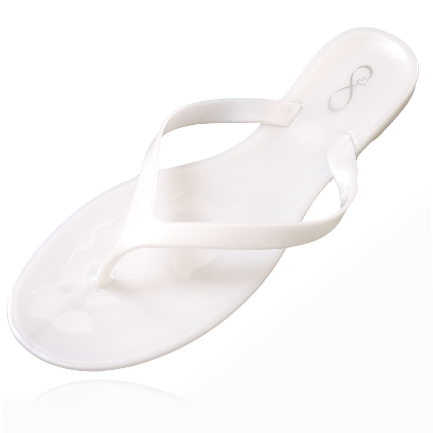 white jelly flip flops