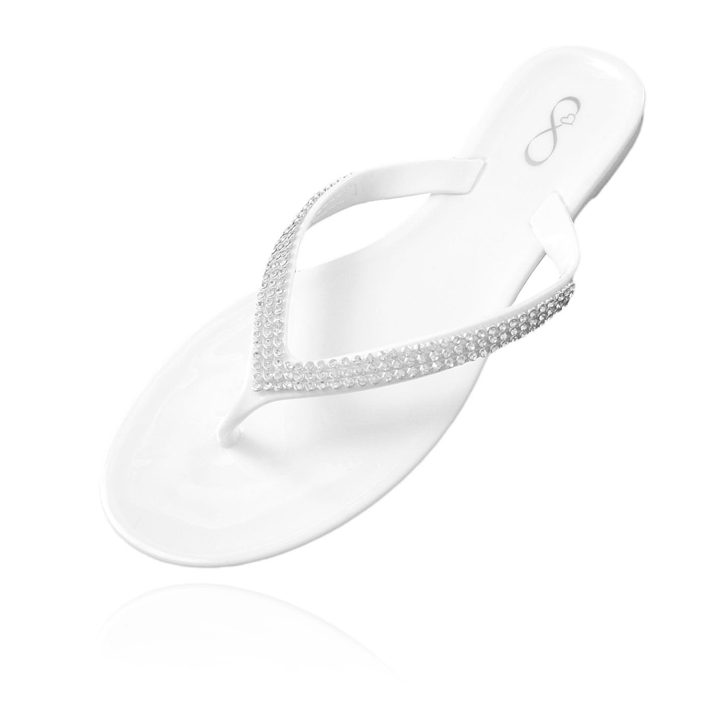 white diamante flip flops