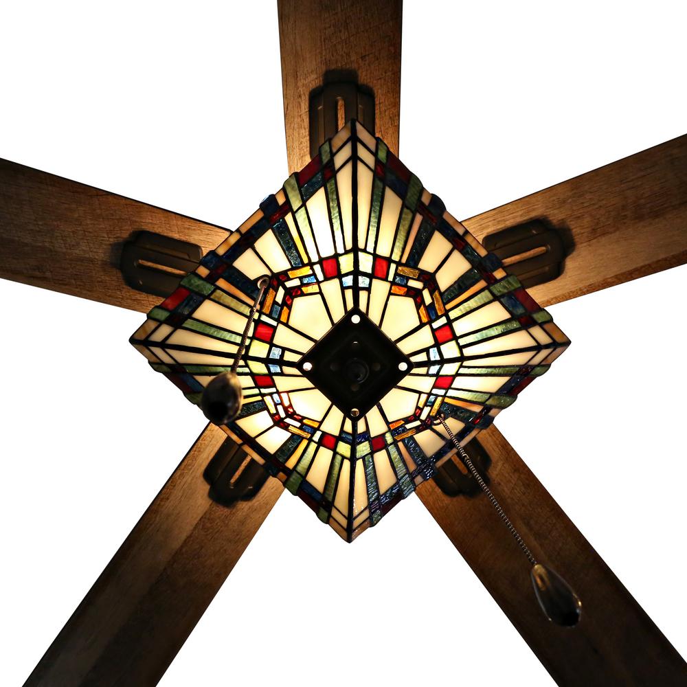 Michelangelo 52 In Oil Rubbed Bronze Mission Stained Glass Ceiling Fan With Light And Remote River Of Goods 19548 Home Decorators Outlet