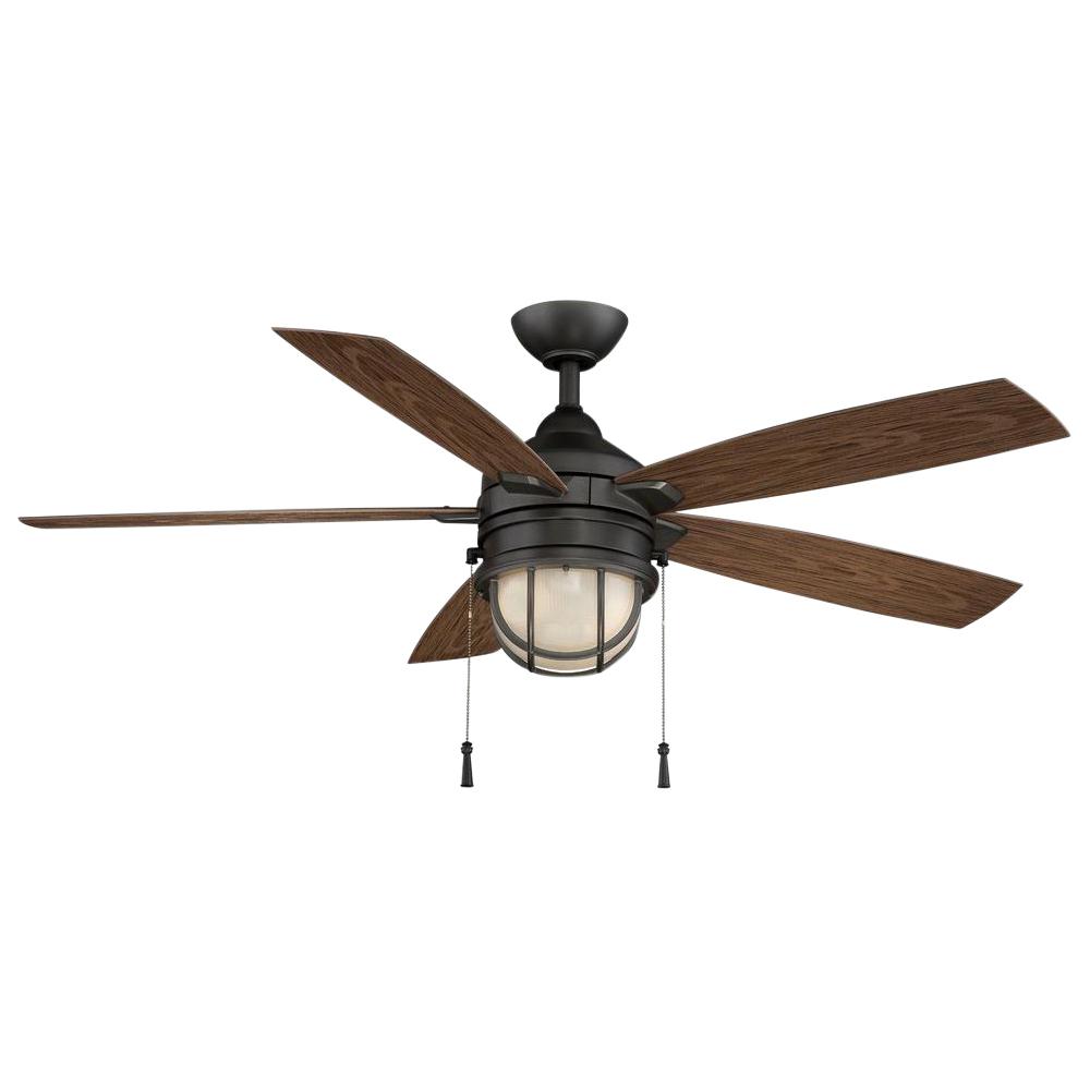 Nautical 52 In Led Indoor Outdoor Natural Iron Ceiling Fan With Light Home Decorators Outlet